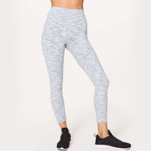 Lululemon Wunder Under Hi-Rise 7/8 Leggings Space Ice Grey Alpine White Size 6 - Picture 1 of 9